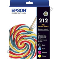 A Set Genuine Epson 212 Ink Cartridges B/C/M/Y