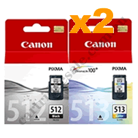 2 x Genuine Canon PG512 BK & CL513 C Ink Cartridge Value Pack