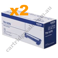 2 x Genuine Brother TN1070 Black Toner Cartridge