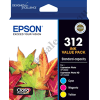 Genuine Epson T182B/312 C/M/Y 3 Colour Value Pack