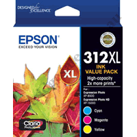 Genuine Epson T183B/312XL C/M/Y High Yield 3 Colour Value Pack