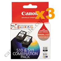 3 x Genuine Canon PG510 CL511 Combo Pack