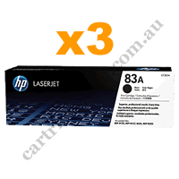 3 x Genuine HP CF283A (83A) Black Toner Cartridge