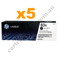 5 x Genuine HP CF283X (83X) Black Toner Cartridge