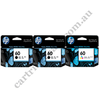 2 x Genuine HP 60 Black + 1 x HP 60 Colour Triple Pack