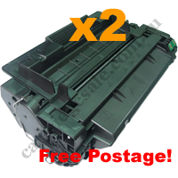 2 x Compatible HP 55A (CE255A) Black Toner Cartridge FreePostage