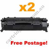 2 x Compatible HP 05X (CE505X) Black Toner Cartridge FreePostage