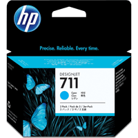 Genuine HP 711 Cyan Ink Cartridges 3 Pack CZ134A
