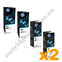 2 Sets Genuine HP 30 31 B/C/M/Y Ink Bottles