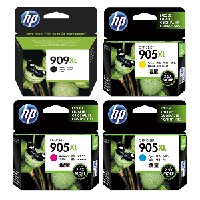 A Set Genuine HP 909XL Black & 905XL C,M,Y Ink Cartridges