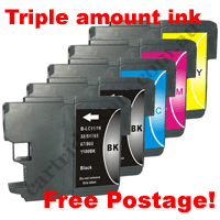 2 Black + 1 of each Colour LC38 Com High Yield + Free Postage!
