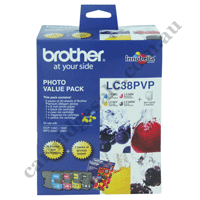 Genuine Brother LC38BK/C/M/Y + Photo Paper 4x6 40Pk Value Pack