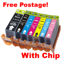 Any 7 Com PGI5Bk CLI8BK/C/M/Y/PC/PM Ink Cartridges With Chip