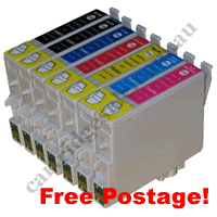 2 Black + 1 each Colour Compatible T0491-6 + Free Postage!