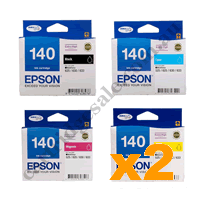 2 Sets Genuine Epson 140 Extra High Yield B/C/M/Y Ink Cartridges