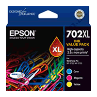 Genuine Epson T3455/702XL C/M/Y High Yield 3 Colour Value Pack