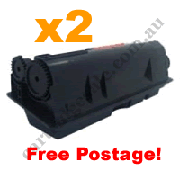 2 x Remanufactured Black Toner Cartridge for Kyocera TK164 FreeP