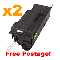 2 x Remanufactured Black Toner Cartridge for Kyocera TK364 FreeP